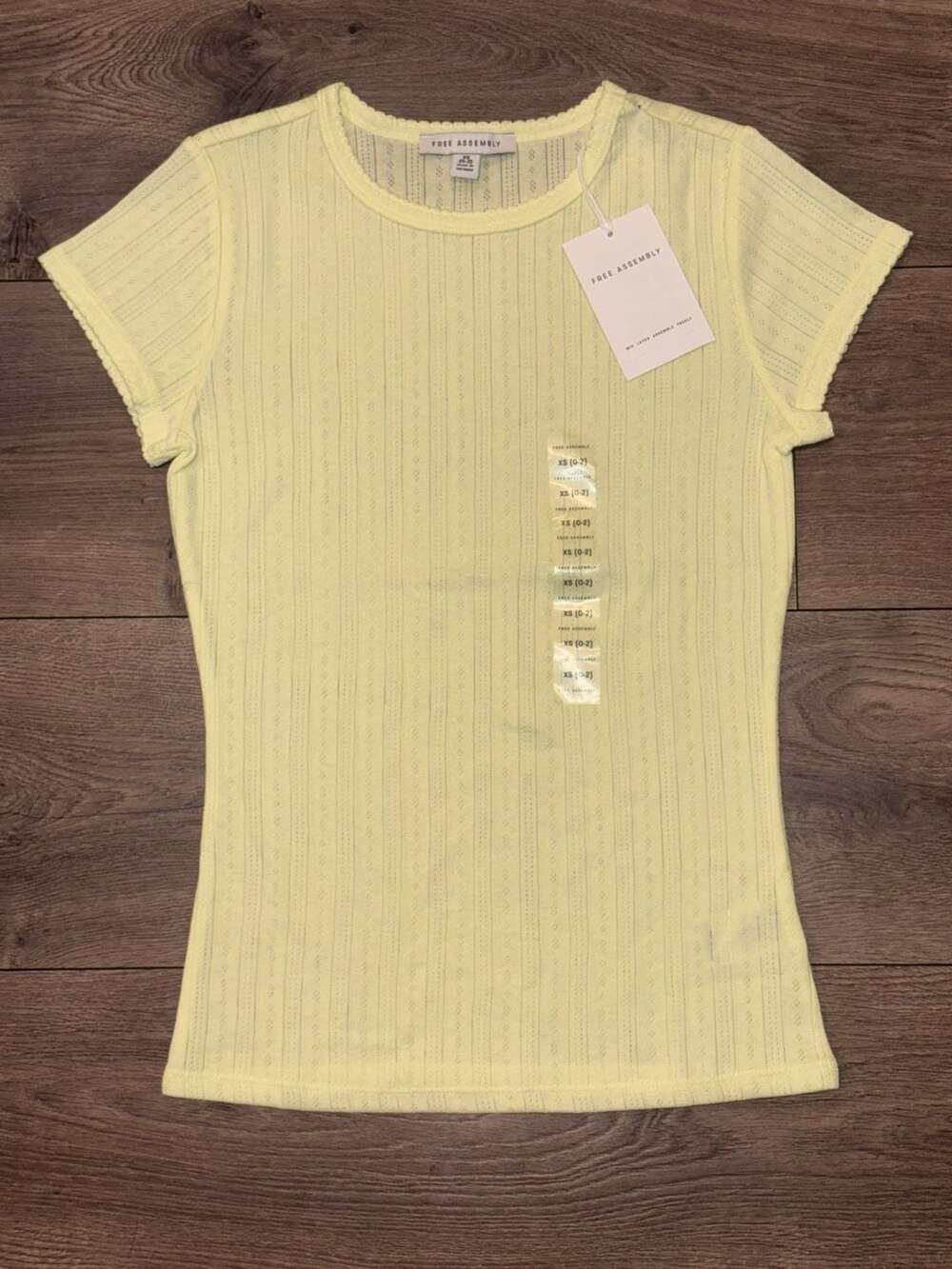 Free Assembly Pointelle Mini Tee Size XS (0-2) Yellow Light